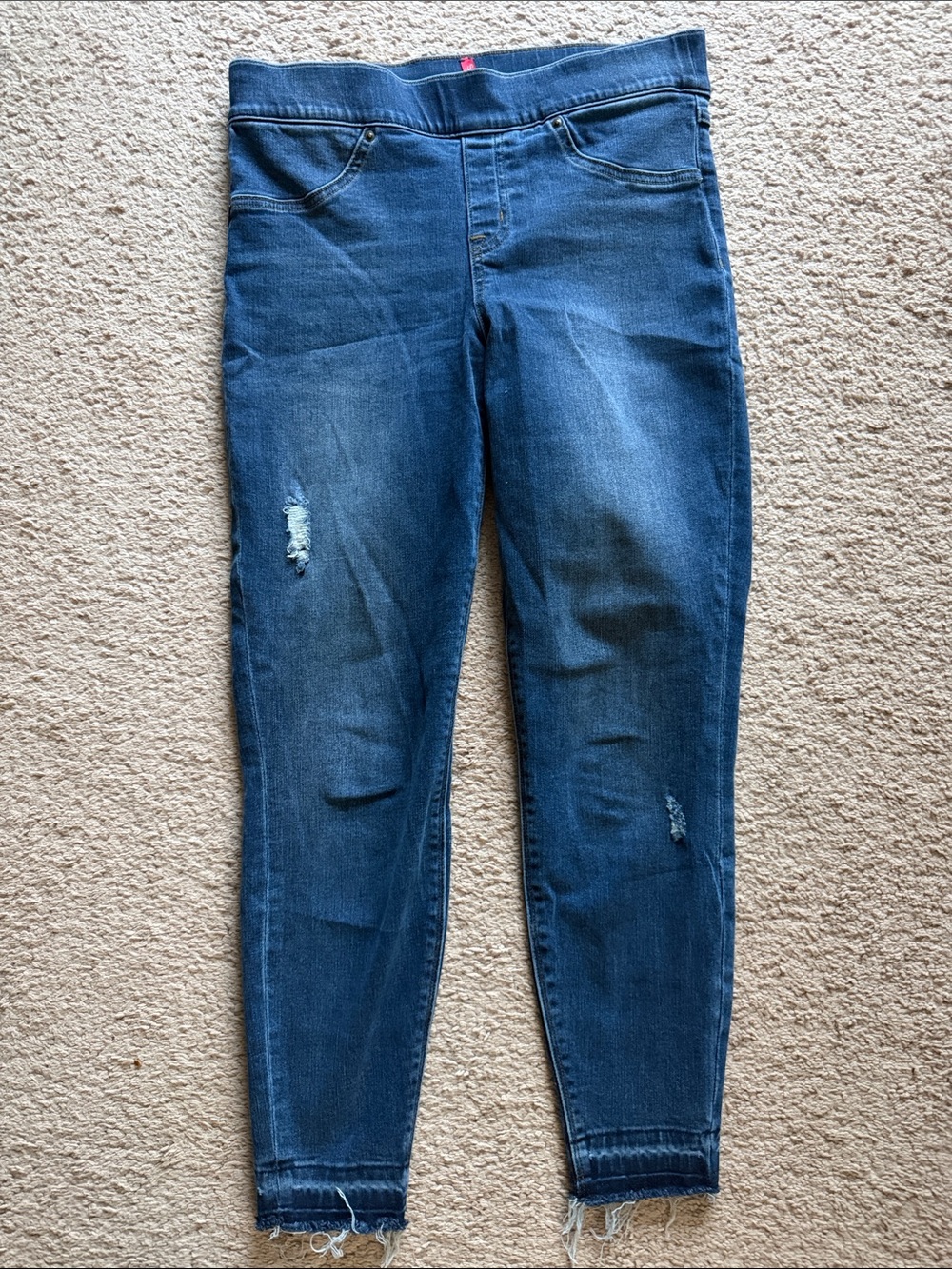 SPANX Dark Blue Women’s Distressed Skinny Jeans-Leggings MED-PETITE